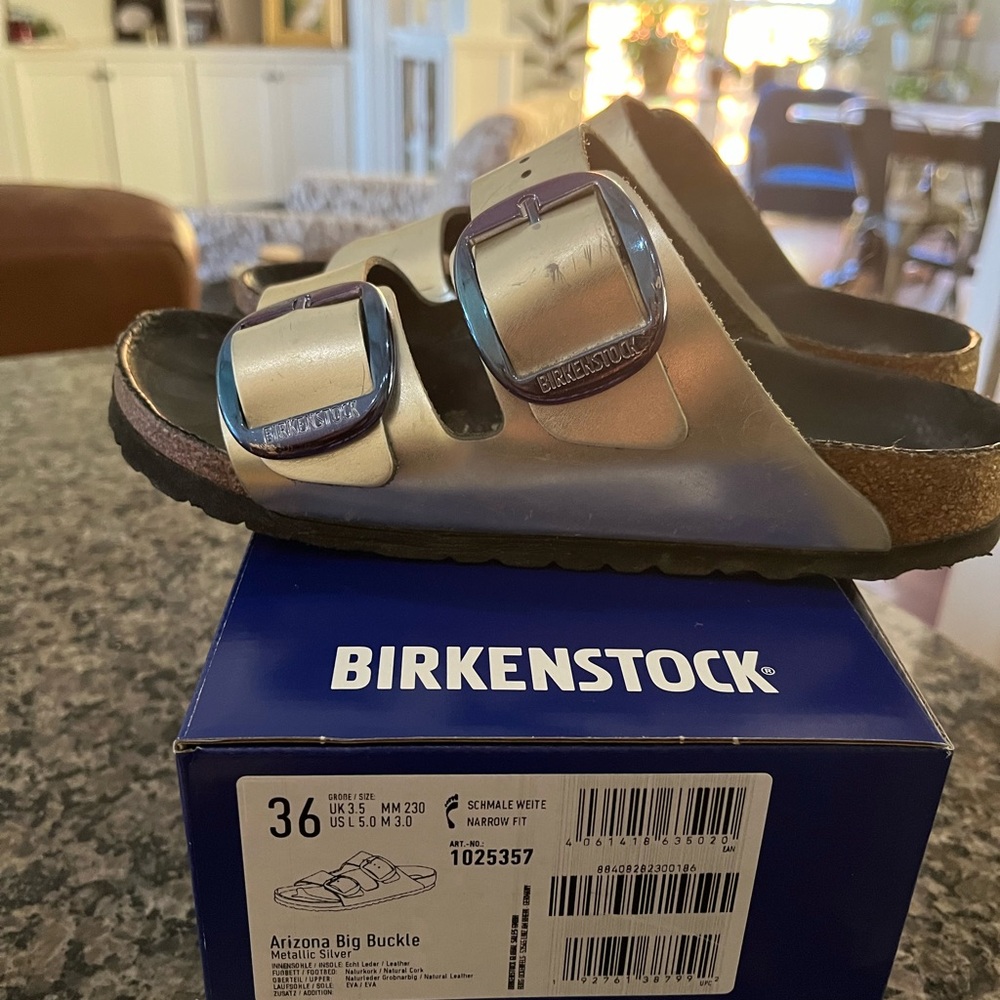 Chrome/silver Birkenstock sandals